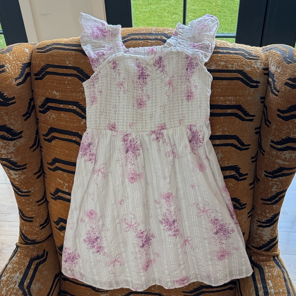 LoveShackFancy White and Pink Kids Dress